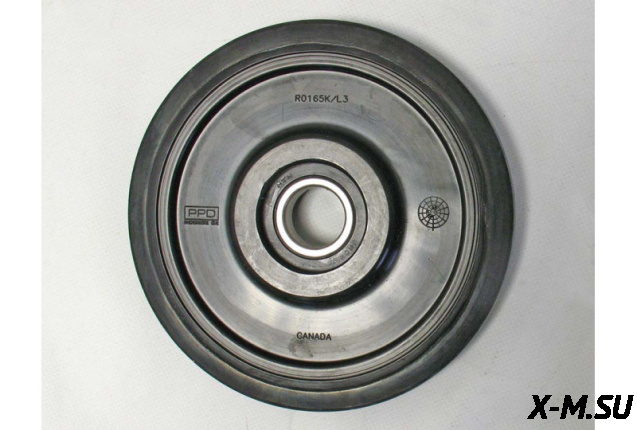 Ролик обрезиненный D165 мм c подшипником 6205 NTN и стопорным кольцом (R0165K-1 001A) (см. JU048299)