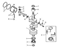 Коленчатый вал, поршни и шатуны 2-Х ТАКТНОГО ПЛМ MERCURY 55 Серийный номер от 0D000750 до 0G290584